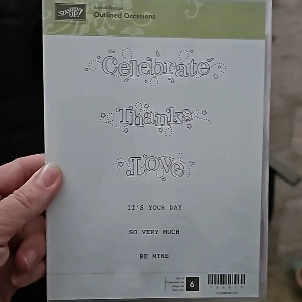 Stampin’ Up! Retired Stamp Set - Outlined Occasions Celebrate Thanks Love Unused